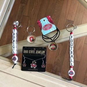 Ohio state OSU accessories (keychain, necklace)